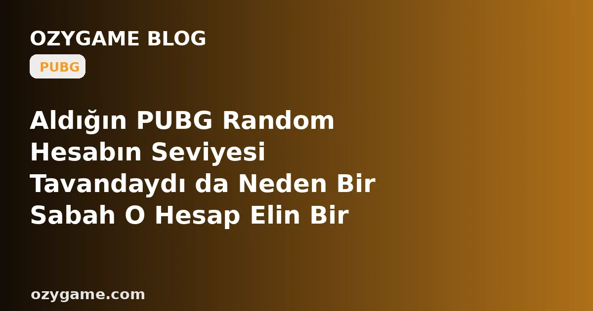 Aldığın PUBG Random Hesabın Seviyesi Tavandaydı da Neden Bir Sabah O Hesap Elin Bir Yabancısının Facebook'una Sessizce Geri Kaçıp Seni Kapıda Bıraktı? Kimsenin Konuşmadığı O 'Bağlı Sosyal Kurtarma Kapısı' Ucuz PUBG Random Hesabını Bir Gecede Eski Sahibine