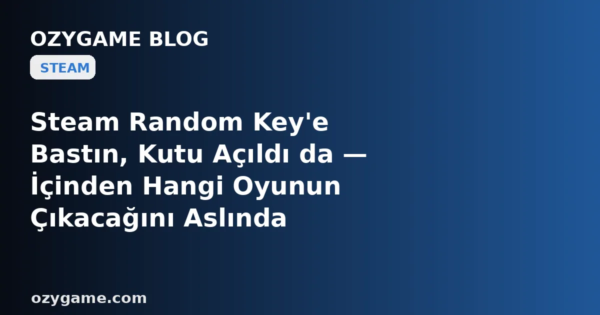 Steam Random Key'e Bastın, Kutu Açıldı da — İçinden Hangi Oyunun Çıkacağını Aslında 'Şansın' Değil, Kimsenin Söylemediği O Gizli 'Ağırlıklı Kasa Katmanı' Belirliyor