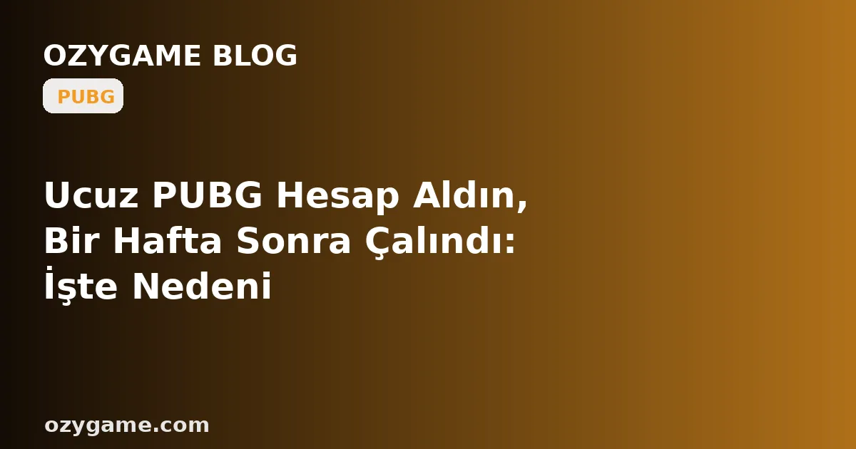 Ucuz PUBG Hesap Aldın, Bir Hafta Sonra Çalındı: İşte Nedeni